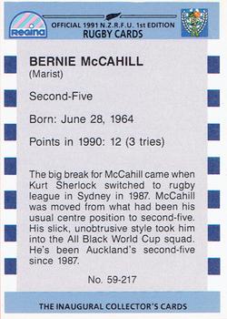 1991 Regina NZRFU 1st Edition #59 Bernie McCahill Back